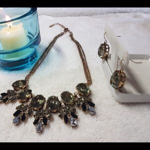 Olive-tone Statement Necklace and Earrings